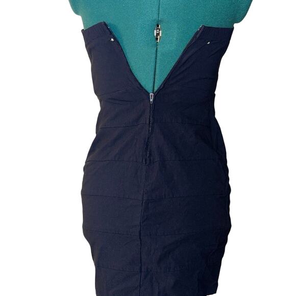 Strapless Navy Blue Bodycon Bandage Dress Size 5 - Picture 5 of 8
